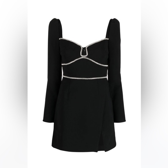 SELF PORTRAIT BLACK CREPE DIAMANTE
DETAIL MINI DRESS - Picture 3 of 13
